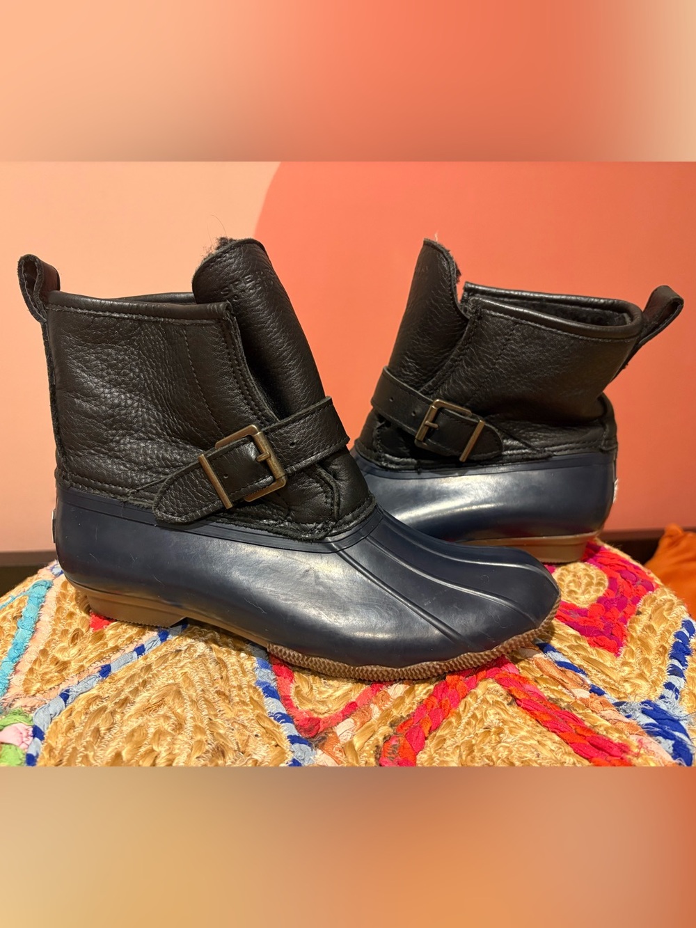 Sperry X J.Crew Women's Black and Navy Waterproof Ankle Boots